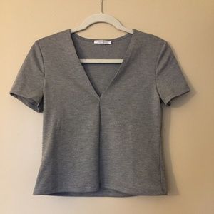Grey V-Neck Top